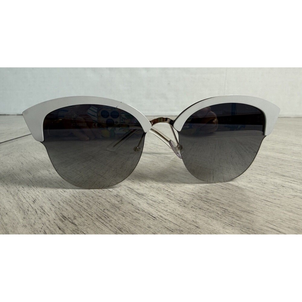 AQS Aquaswiss Cat Eye Sunglasses White Mirrored Lens 70-13 145 SER03 and AX Case